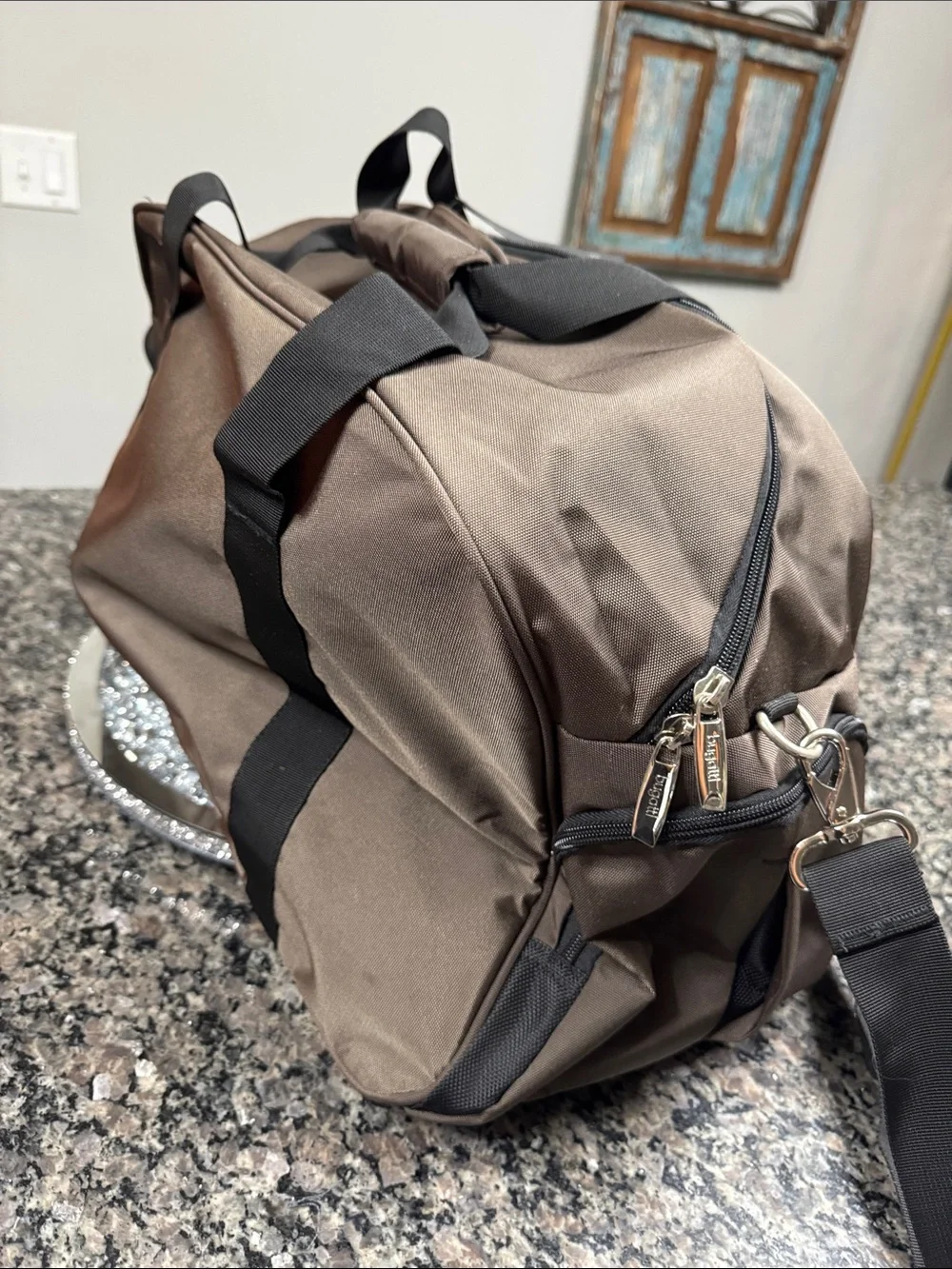 Bugatti Brown and Black Travel Duffel Bag with Shoulder Strap NWT